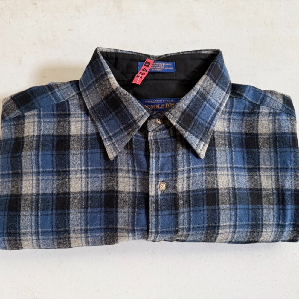 Pendleton Blue and Grey Plaid Button Down Shirt -… - image 5